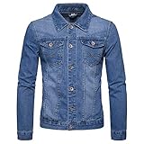 Allthemen Herren Jeansjacke Stretch Frühling Herren Jacke Jeans Übergangsjacke Hellblau Small