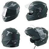 A-Pro Helm Klapphelm Innensonnenblende Motorradhelm Modular Mat Schwarz L