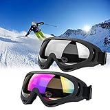 JTENG Motorrad Goggle Motocross Skibrille Sportbrille Wind Staubschutz Fliegerbrille Snowboardbrille Schneebrille Skibrille Wintersport Brille Dirtbike Off-Road Schutzbrille Radsportbrille (2pcs)