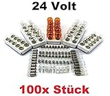 100x St - 24V LKW Nfz AUTO LAMPEN SET - 10x P21/5W + 10x P21W + 10x PY21W + R5W (BA15s) + R5W (BA15d) + 10x R10W + 10x W5W + 10x W3W + 10x C5W SV8.5 (11x41) + 10x) + BA9s (T4W) Glühlampe Prüfzeichen