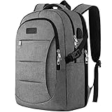 IIYBC Business Laptop Rucksack, 15,6 Zoll Herren Damen Reise Rucksack mit USB-Port, Freizeitrucksack mit Gepäckband, verstärke Nähte, Uni Schule Rucksack Tasche Notebook Grau