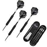 3 Stück profi dartpfeile Steeldarts dartscheibe 23 g Dartset Turnier Steel Tip Dartpfeile Set Professionelle Darts mit Hard Box Case Schwarze Beschichtung Messing PET-Flüge (black)