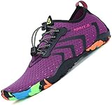 SAGUARO Badeschuhe Damen Schnelltrocknend Wasserschuhe Schwimmschuhe Neopren Slip On Strandschuhe Aquaschuhe Barfuss Schuhe, Stil 1: Lila, 42 EU