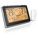 CSL - Funkwetterstation mit Außensensor - 7,5 Zoll Display - Funkuhr DCF-Signal - Datumsanzeige - Alarm Funktion - Innen und Außentemperatur - Temperaturanzeige - Temperaturalarm uvm.