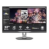 Philips 328P6AUBREB - 32 Zoll QHD USB-C Docking Monitor, höhenverstellbar (2560x1440, 60 Hz, VGA, HDMI, USB-C, RJ45, USB Hub) schwarz