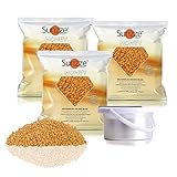 Sunzze Wachsperlen 3er Pack je 1kg mit GRATIS antihaftbeschichteten Einsatz für den Wachswärmer für die Enthaarung, Heißwachs brazilian waxing Wachs-Set (Natur, 400