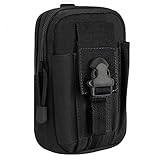 MoKo Taktische Hüfttaschen Molle Tasche, Mehrzweck Universal Outdoor Reißverschluss EDC Pouch Handy Tasche, iPhone 12 mini/12 Pro Max/SE 2020/11 Pro Max/Xs/Xs Max/XR, Galaxy S10e/S10 Plus - Schwarz