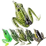 Leeko Kunstköder, Ray Frosch Angeln Köder, Gummiköder Frosch Soft Bait, Weichköder mit Haken Angelgerät Künstlicher Köder Angelköder Angelhaken für Forelle, Barsch, Hecht, Döbel, Zander