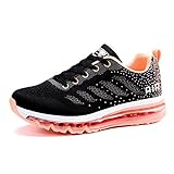 smarten Sportschuhe Herren Damen Laufschuhe Unisex Turnschuhe Air Atmungsaktiv Running Schuhe mit Luftpolster Black Pink 39 EU