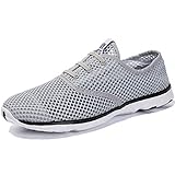 Voovix Herren Lace-up Aquaschuhe-Atmungsaktives Mesh Schnell Trocknend Wasserschuhe, Grau, 44 EU