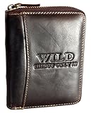 WILD THINGS ONLY !!! Herren Geldbörse aus Echt-Leder mit umlaufendem Reißverschluss mit RFID Schutz