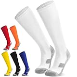 Fußballsocken Stutzen Kinder Jugendliche Socken Fußball Strümpfe - Sportsocken Trainingssocke Sockenstutzen - für Fußball, Laufen, Training (Weiß M)
