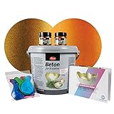 5 kg Beton Set für große Windlichter (Bronze/Orange Gold) Kreativ Beton für Kreative Windlichter Bastel-Beton Basteln Gieß-Beton Maya Gold Viva Decor