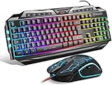 {DE Layout} Gaming Tastatur Maus Set GK710 Rainbow LED Hintergrundbeleuchtete Tastatur und Maus Combo Set für Xbox One USB PS4