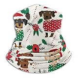 Hustor Doxie Weihnachts-Sturmhaube mit Dackel-Motiv, waschbar, für den Außenbereich, Festivals, Sport