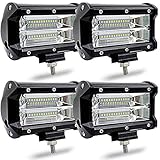 KaTur 5 Zoll 72W LED Lichtleiste Spot Beam 10800LLM Off Road Nebelscheinwerfer LED Fahrarbeitslampe für LKW-Pickup J eep SUV ATV Utv 12V 24V Auto-Tagfahrlicht Driving Lights Wasserdicht 4-Pack