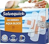 Salvequick ® | Aqua Block 16 | 100% wasserdichtes Pflaster, das die Haut atmen lässt, die Heilung beschleunigt und das Risiko von Narbenbildung verringert | 16 Einheiten