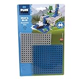 Plus-Plus 9603840 Geniales Konstruktionsspielzeug, Grundplatte, Basisplatte, grau und blau, 2 Teile