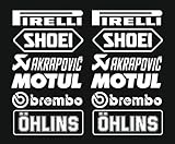 1x Set Nr.3 (12 Aufkleber weiss ,Farbwahl) PIRELLI AKRAPOVIC Tuner Logo 16cm Decal Tuning Aufkleber Sticker Auto Motorrad Pick Up