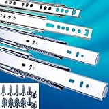 2 x Schubladenschienen EDELSTAHL Teilauszug Rollenauszug Kugelführung Schienensystem (1 Paar) | NUT 17 mm | Länge 342 mm | STAHLIA®