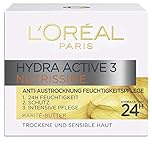 L'Oréal Paris Feuchtigkeitspflege für das Gesicht, Gesichtscreme für sensitive und trockene Haut, Hydratisierende Tagescreme mit Karité Butter, Hydra Active 3 Nutrissime, 1 x 50 ml