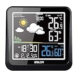 BALDR Wetterstation Funk mit Außensensor mit Innen und Außentemperatur, Thermometer mit Wettervorhersage, deutlich Anzeigebildschirm