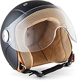 SOXON® SK-55 „Night“ · Kinder Jet-Helm · Motorrad-Helm Kinder-Helm Roller-Helm Kids Scooter-Helm Vespa Bobber Mofa-Helm Chopper Retro · ECE 22.05 Visier Schnellverschluss SlimShell Tasche S (53-54cm)
