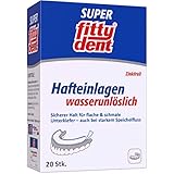 FITTY-DENT Super Hafteinlagen | 20 Stück | STARKER, LANGER & FESTER Halt für Unterkieferprothesen | Speziell für schmale & flache Unterkiefer | Hoher Tragekomfort | Wasserunlöslich | Geschmacksneutral
