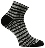 Wrightsock Profi Sportsocke, Laufsocke Modell Coolmesh II in grau schwarz, Anti-Blasen-System, doppellagig, Quarter lang gestreift, Gr. L