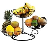 TSyeah Obst Etagere Metall,Farbe schwarz, Obstschale, dekorativer Obstkorb, 3 stöckig