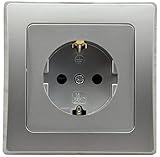 DELPHI UP Schutzkontakt-Steckdose 250V 16A Rahmen Klemmanschluss Silber