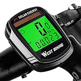Fahrradcomputer mit Sonnenenergie, Fahrradtacho und Kilometerzähler, Drahtloser, Wasserdichter Fahrradcomputer, LCD-Hintergrundbeleuchtung, Automatisches Aufwecken und Multifunktionen