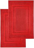 leevitex FROTTIER BADVORLEGER Set 2er-Pack | BADEMATTE | DUSCHVORLEGER | 50 x 80 cm | Qualität 800 g/m² | 100% Baumwolle | Rot