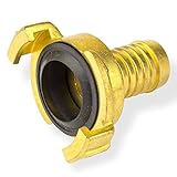 Stabilo-Sanitaer Messing Schlauchstück, geeignet für 1 Zoll Gartenschlauch, komfortabler Schlauchanschluss, mit Schlauchtülle und GK-Kupplung