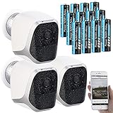 VisorTech Akku Kamera: 3er-Set IP-HD-Überwachungskameras mit App, IP65, 12 Akkus (Cameras)