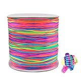 WOWOSS 1mm * 110m Schnur Perlen Faden Rainbow Rope, Seil Regenbogen Faden, farbige Kordeln für Armbänder