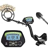 amzdeal Professioneller Metalldetektor – 9,8 Zoll LCD-Display mit DISC/ALL Metall/NOTCH/PINPOINT Modes, Nachtsicht, Spule wasserdicht, hohe Präzision, Multifunktions-Schaufel