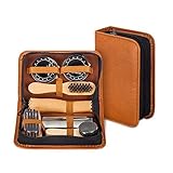 make it funwan Schuhputz-Set mit einem glatten und eleganten PU Etui, Schuhputz-Reise Set mit Bürste, bestehend aus 7 Teilen