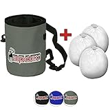 ALPIDEX Chalkbag inklusive 3 x Chalk Ball 35 g Kletterkreide Bouldern Klettern Fitness Gym Turnen Gewichtheben, Farbe:Grey Mountain