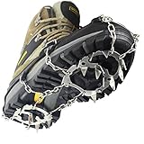 YUEDGE Schuh Spikes Schneeketten Grödel Schuh-Spikes Schuh-Krallen Überzieher 18 Zähne Edelstahl Steigeisen Anti Rutsch Spikes für High Altitude Wandern EIS Schnee (L)