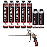 Bauschaum Set 5 x 750ml Pistolenschaum inkl. 2 Pistolenreiniger 500ml + Schaumpistole PU Schaum Montageschaum