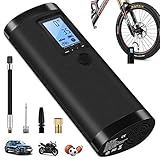 VEEAPE Elektrische Digitale Reifenpumpe mit 2000mAh Akku, 100PSI Fahrradluftpumpe Kompressor mit LCD-Bildschirm für Auto, Fahrrad, Motorrad, Basketball, Football usw. Als Taschenlampe und Powerbank.