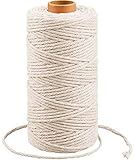 G2PLUS 3MM Weiß Makrameegarn Baumwollgarn, 100M Baumwollfaden Baumwolle Kordel, 4 Ply Bastelschnur Deko Kordel Bindfäden Perfekt für DIY Kunstgewerbe Gartenarbeit