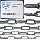 NietFullThings 100-cm = 1-Meter 3-mm Starke Edelstahl-Kette V4A Lang-gliedrig am Stueck Anker-Kette DIN 5685 DIN 763 Meterware rostfrei NIRO INOX Gliederkette Absperrkette Bojenkette 1-m