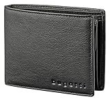 Bugatti Lima Geldbörse Herren Leder – Portemonnaie Herren Querformat Schwarz – Geldbeutel Portmonee Wallet Brieftasche Männer Portmonaise
