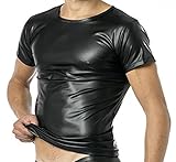 Latex Herren Shirt 1/2 Arm- Vinyl -Shirt VERANO VA-C32-000, Schwarz, 3XL