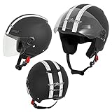 A-Pro Motorradhelm Motorrad Roller Offenes Jet Helm Viser ECE 22 05 Matt Schwarz L