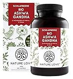 NATURE LOVE® Bio Ashwagandha - Hochdosiert mit 1950mg je Tagesdosis - 240 Kapseln - Hochwertige original indische Schlafbeere - Laborgeprüft, in Deutschland produziert