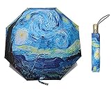 Van Gogh Regenschirm Starry Night | Hochwertiger & schöner Automatik Taschenschirm | Für Damen und Herren