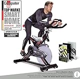 Sportstech Profi Indoor Cycle SX400 | Deutsches Qualitätsunternehmen | mit Video Events & Multiplayer App | 22KG Schwungrad | Pulsgurt kompatibel | Speedbike Ergometer mit leisem Riemenantrieb